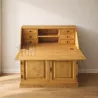 Ce secrétaire dispose de 6 petits tiroirs à l'intérieur de la partie supérieure et d'un rangement sur deux niveaux en bas.
