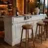 Comptoir de bar de 180cm, en pin massif et zinc, Uninterieur