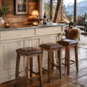 Meuble de bar en 180cm, comptoir de bar Chester, Uninterieur - Bois massif & zinc