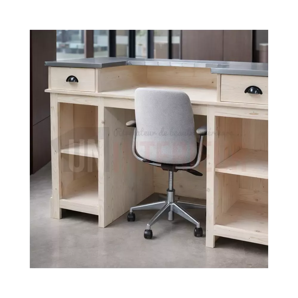 Meuble de réception en pin massif avec espace pour fauteuil - Accueil - Uninterieur