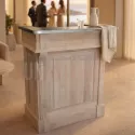 Petit bar en chêne massif 90cm - Zinc et pin massif, Uninterieur, France