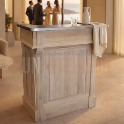 Petit bar en chêne massif 90cm - Zinc et pin massif, Uninterieur, France