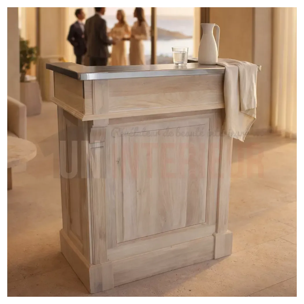 Petit bar en chêne massif 90cm - Zinc et pin massif, Uninterieur, France