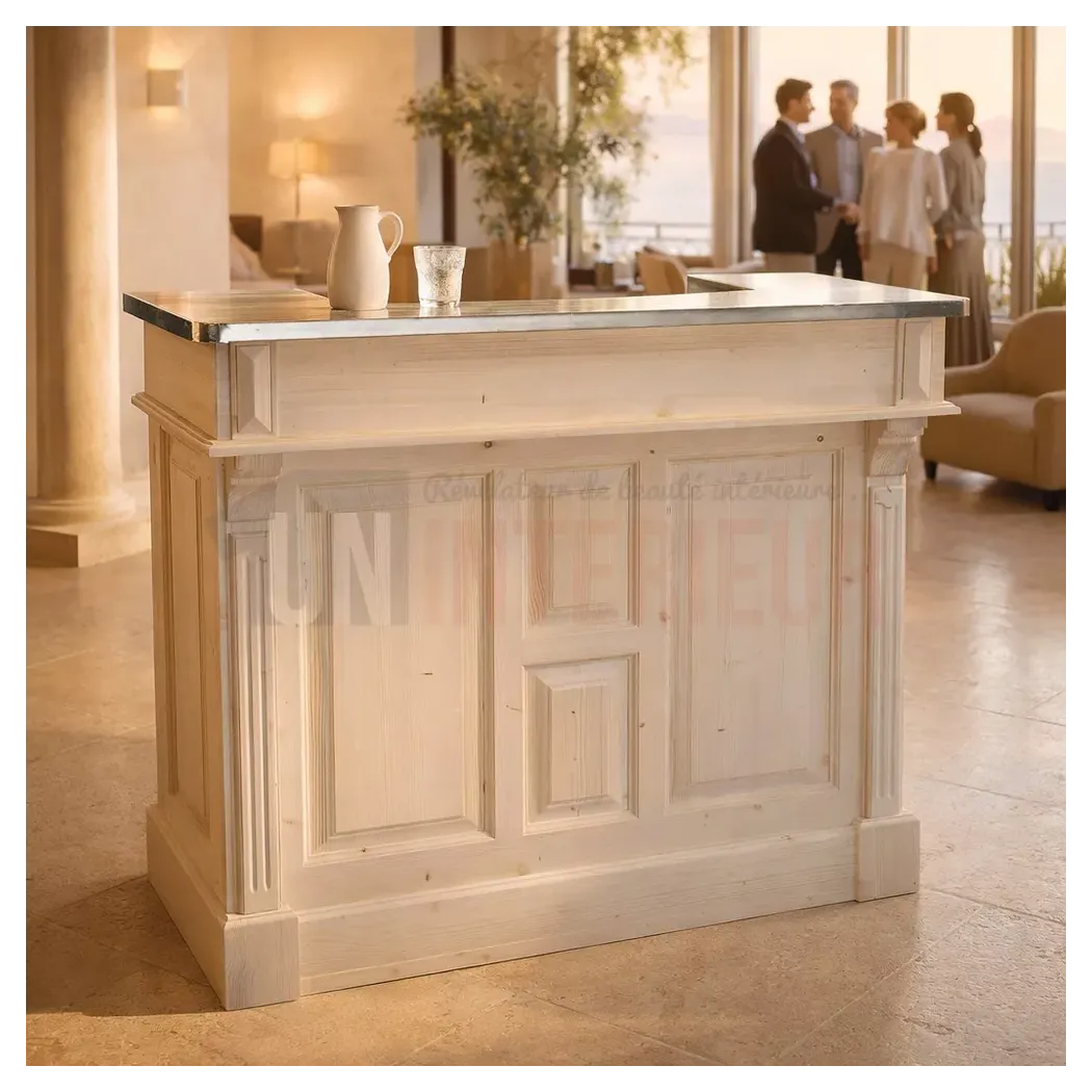 Meuble bar 120cm en pin massif et zinc. Uninterieur, France