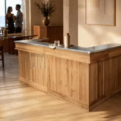 Bar d'angle en chêne massif et zinc - Uninterieur, le luxe, avec élégance