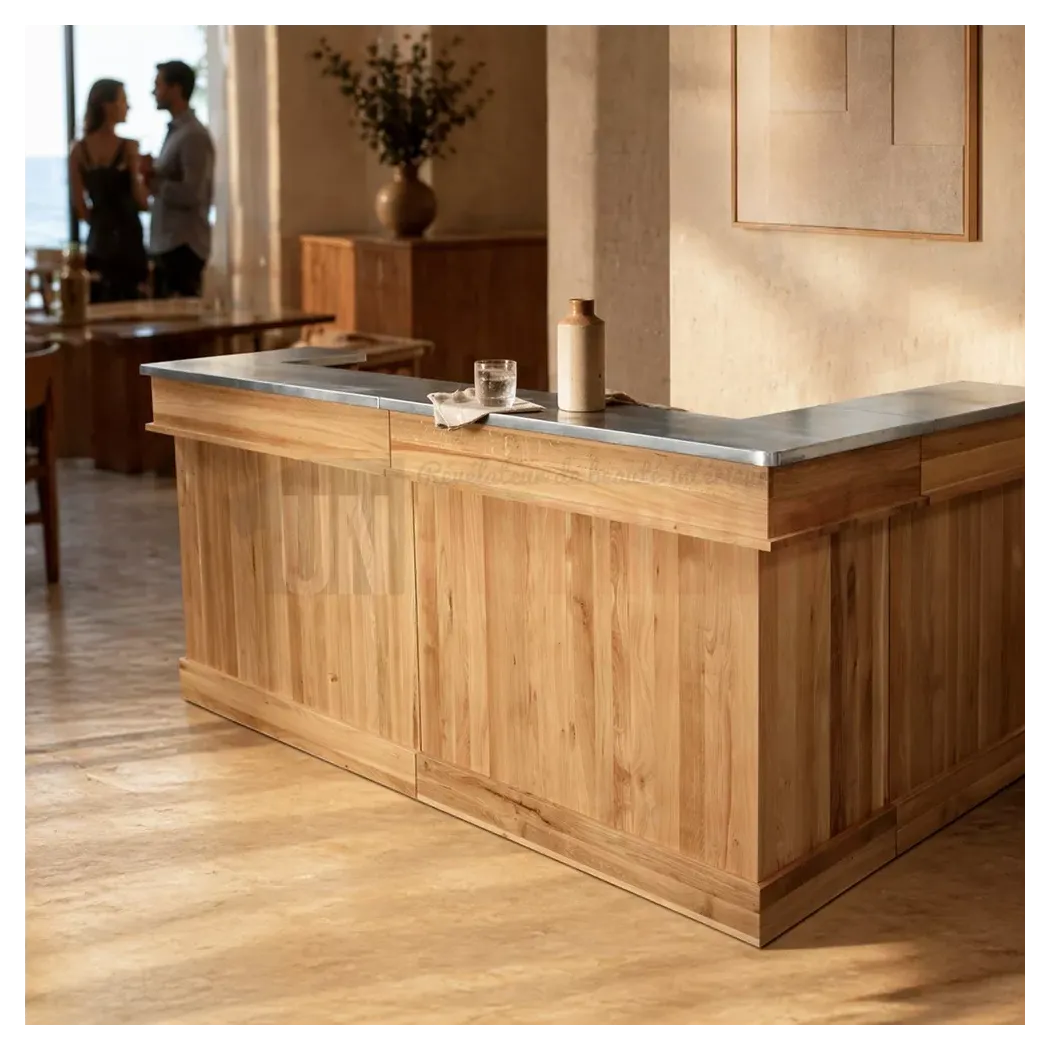 Bar d'angle en chêne massif et zinc - Uninterieur, le luxe, avec élégance