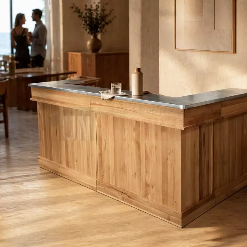 Bar d'angle en chêne massif et zinc - Uninterieur, le luxe, avec élégance