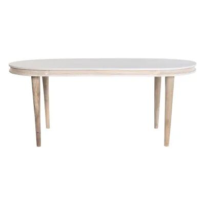 Table de Salle à Manger DKD Home Decor Blanc Doré Laiton Bois de manguier 180 x 90 x 76 cm