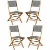 Chaise de jardin Acacia Gris 50 x 57 x 90 cm (4 Pièces)
