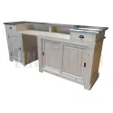 Comptoir de bar froid CHR en pin massif 240cm avec espace frigo - Chester