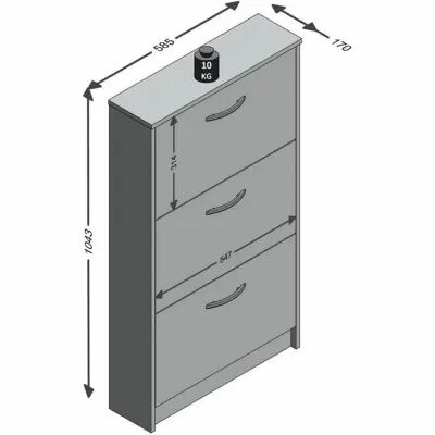 Range-chaussures FMD Blanc 58,5 x 104,5 x 17 cm