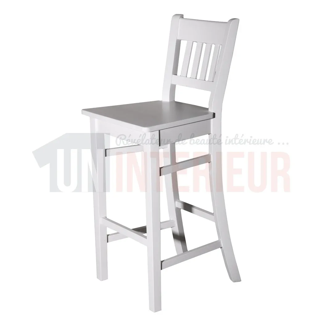 Tabouret de bar en pin massif avec dossier - Chester