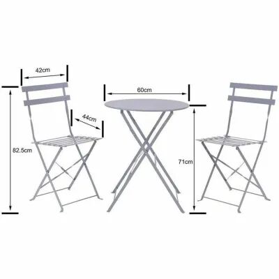 Ensemble Table + 2 Chaises Gris