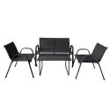 Marbueno Set Table et Chaises de Jardin Acier Noir Textilène 10468