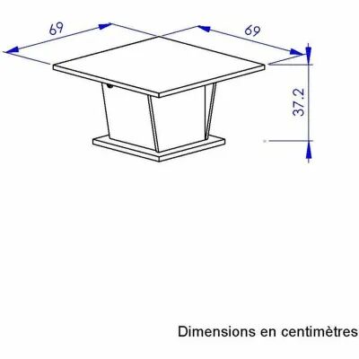 Table Basse Diagone Blanc Chêne 69 x 69 x 38 cm