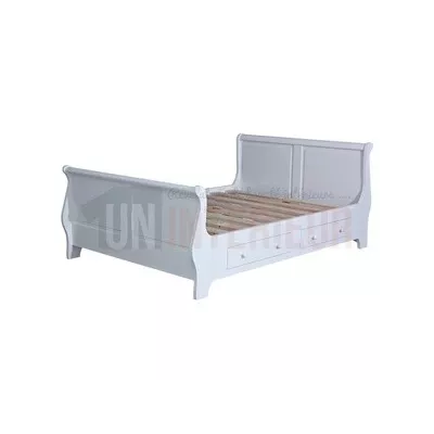 Lit en pin massif 160cm x 200cm, 2 tiroirs, sommier inclus - Princess