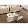 Table Basse Harmony Blanc Gris 80 x 40 x 40 cm Marbre