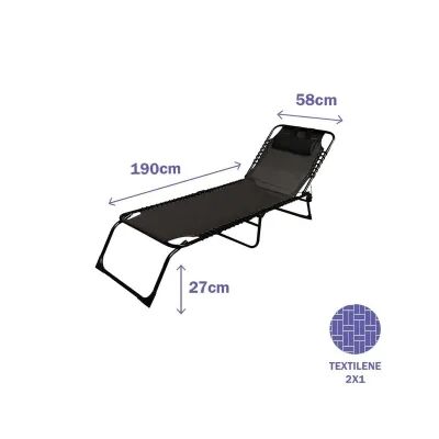 Chaise longue Marbueno Noir 190 x 27 x 58 cm