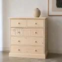 Commode en pin massif 5 tiroirs de 1 mètre de large - Uninterieur, l'excellence à la française