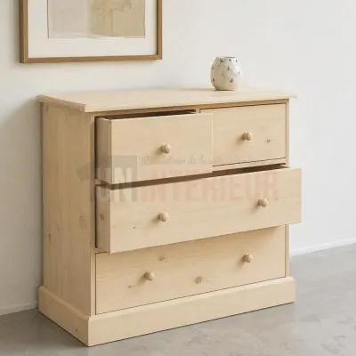 Commode 4 tiroirs en pin massif - Uninterieur