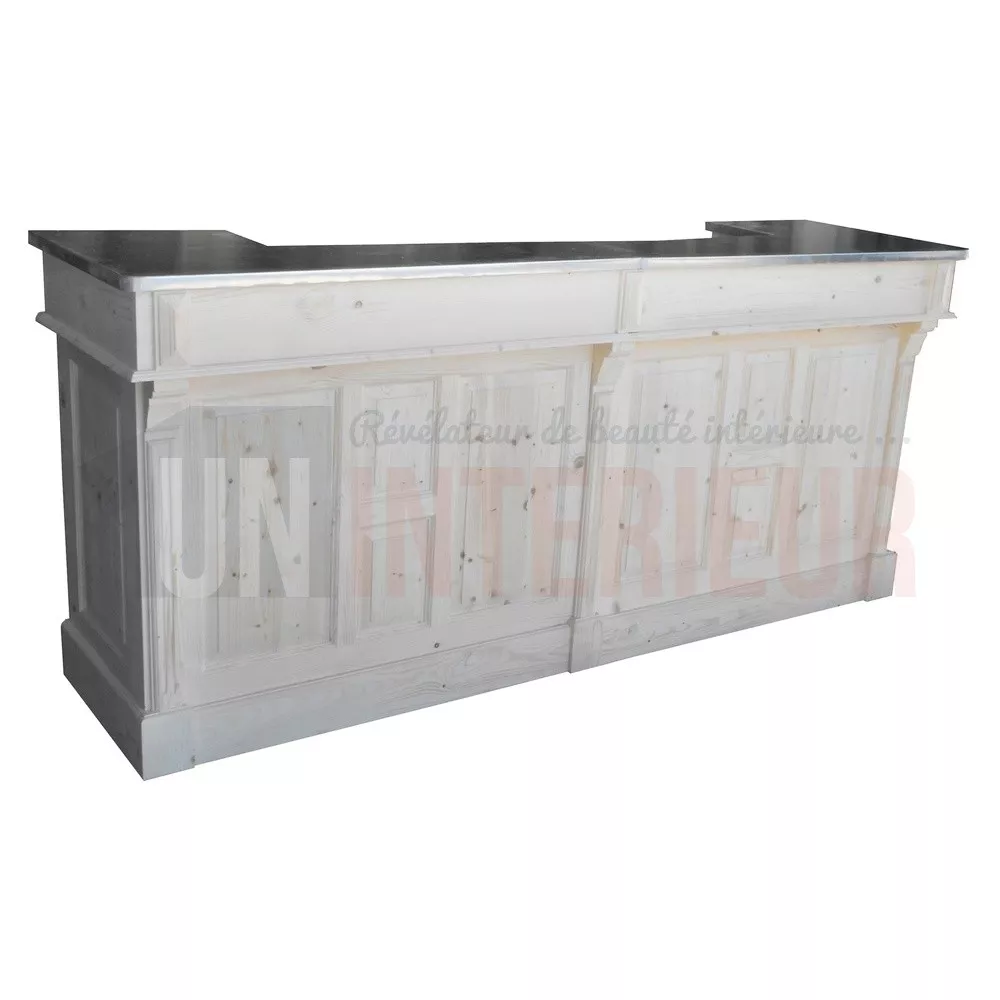 Grand comptoir de bar de 240cm en pin massif - Chester