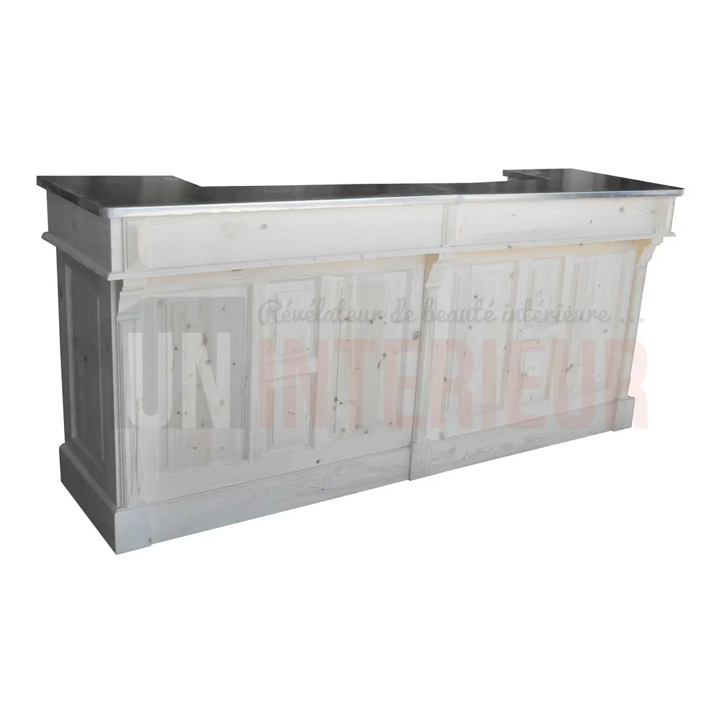 Grand comptoir de bar de 240cm en pin massif - Chester
