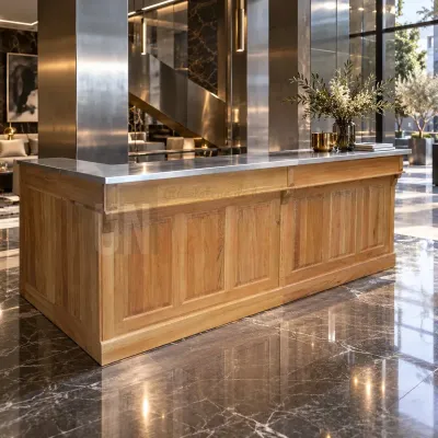 300cm x 140cm corner bar cabinet in solid oak - Commercial use