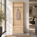 Coat Rack Hall-Tree 1 Door in Solid Pine 80cm — Raw solid pine finish
