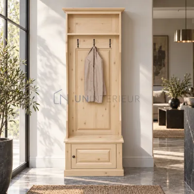 Perchero recibidor 1 puerta en Pin macizo 80cm — acabado Pino macizo en bruto
