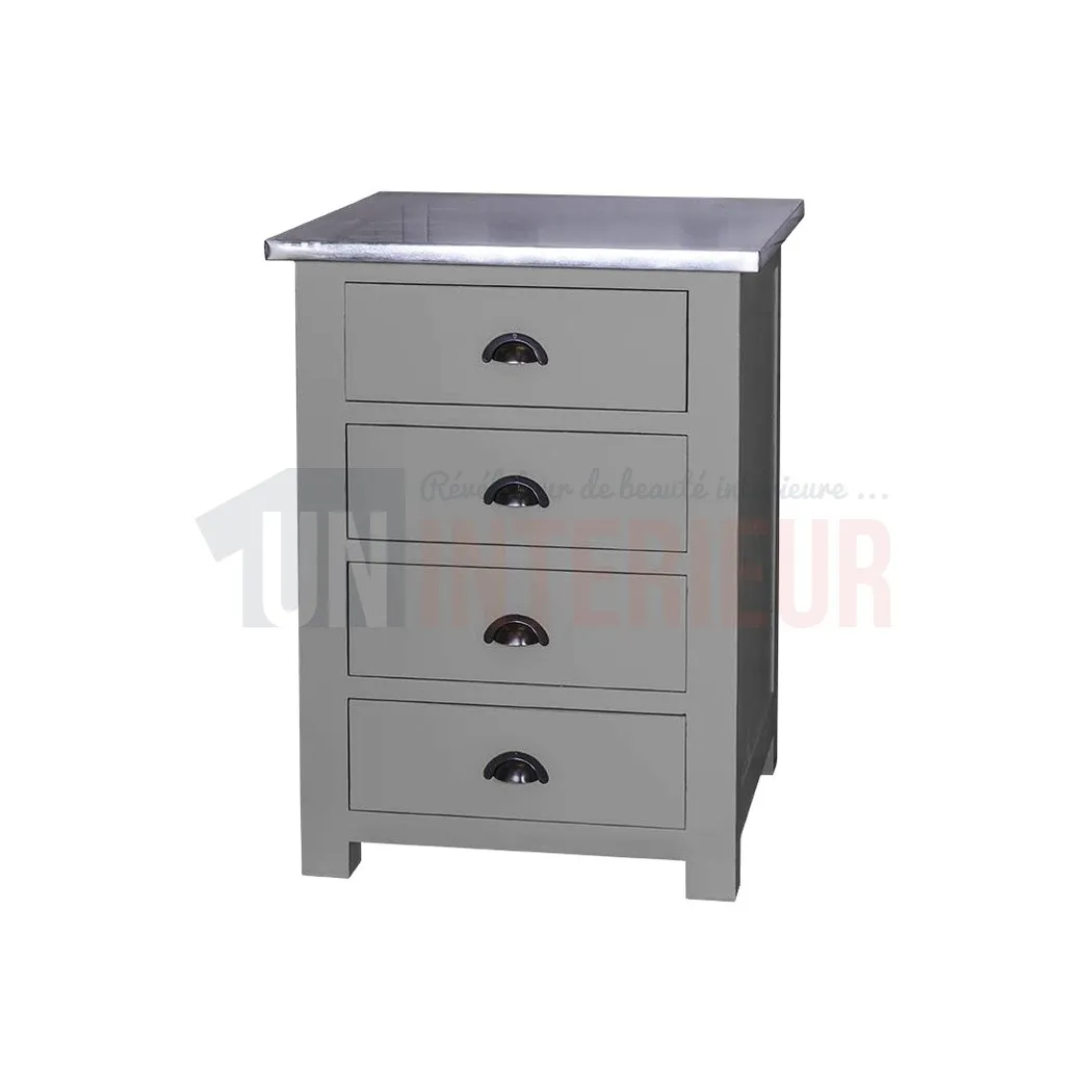 Petit rangement de cuisine en pin massif, 4 tiroirs - Straight