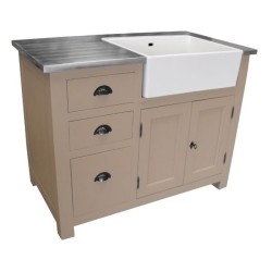 Meuble évier de cuisine en pin massif, évier céramique inclus - Straight