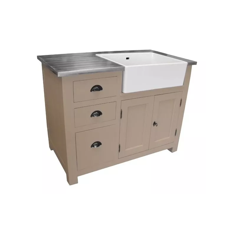 Meuble évier de cuisine en pin massif, évier céramique inclus - Straight