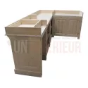 Meuble bistrot sur-mesure en pin massif 300cm, 3 parties
