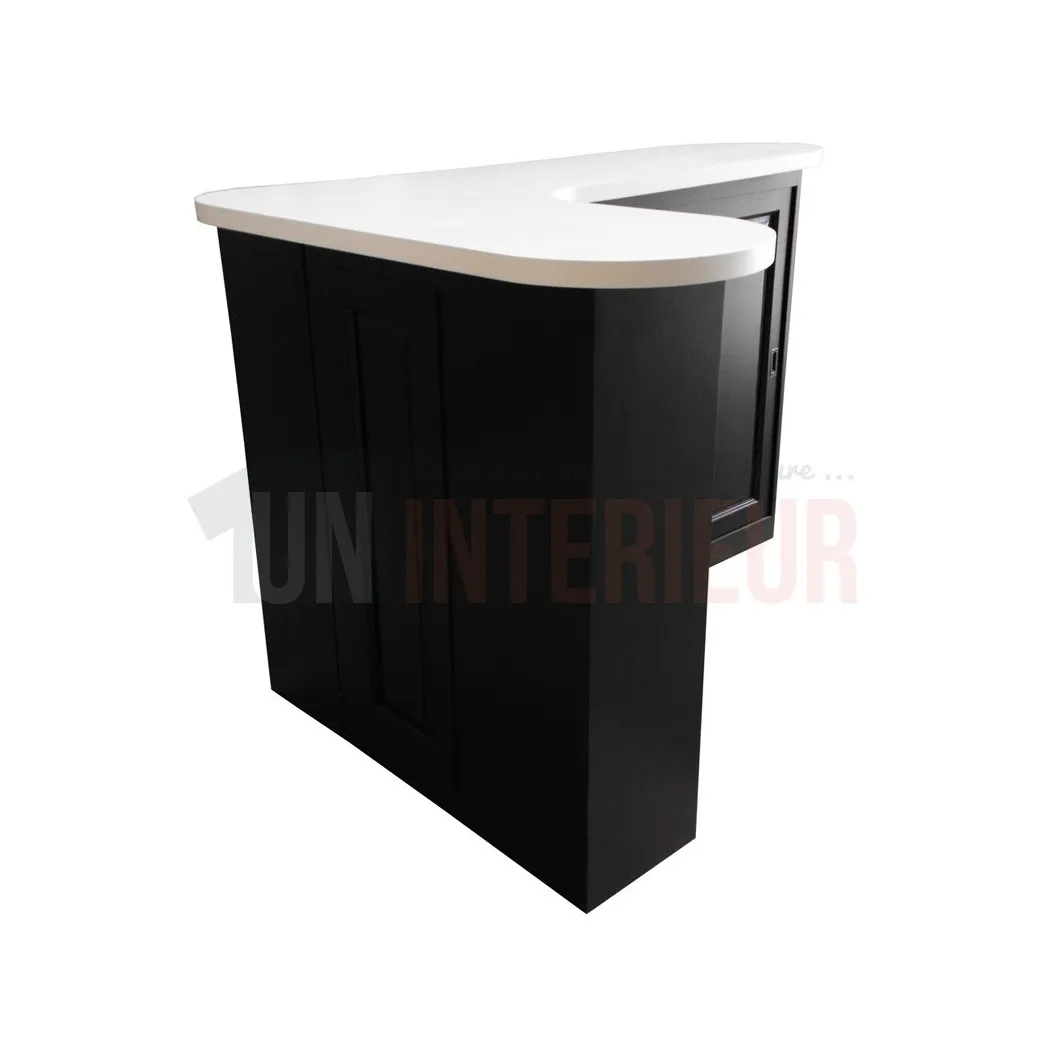 Bar arrondi sur-mesure en pin massif 180cm avec retour de 125cm