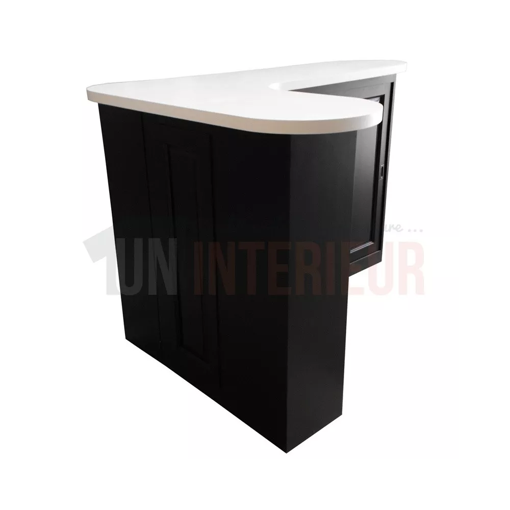 Bar arrondi sur-mesure en pin massif 180cm avec retour de 125cm