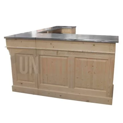 Bar sur-mesure en pin massif 250cm avec retour en L