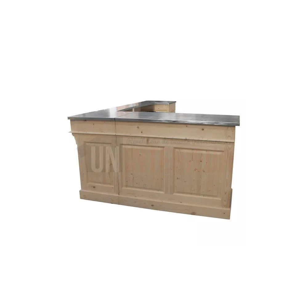 Bar sur-mesure en pin massif 250cm avec retour en L