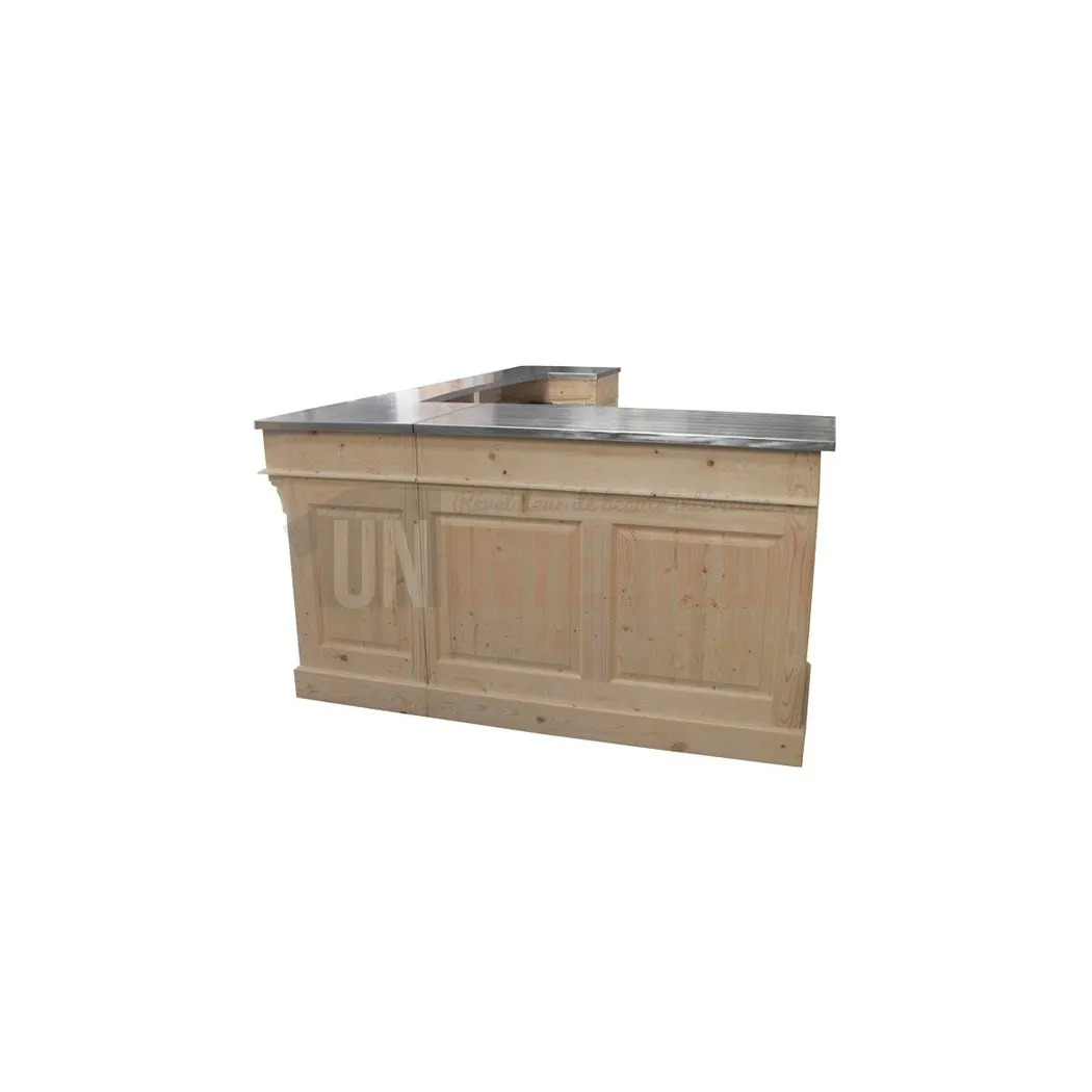 Bar sur-mesure en pin massif 250cm avec retour en L