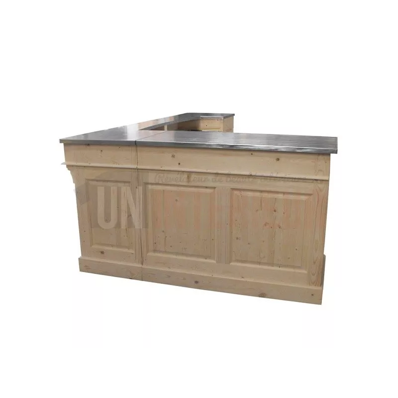 Bar sur-mesure en pin massif 250cm avec retour en L