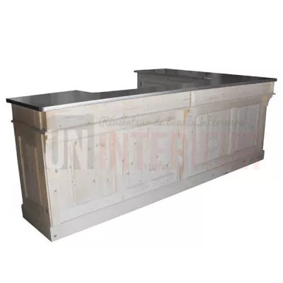 Bar sur-mesure en pin massif 250cm avec retour en L