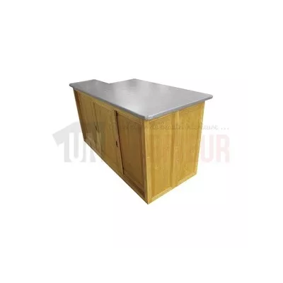 Bar sur-mesure en pin massif 250cm avec retour en L