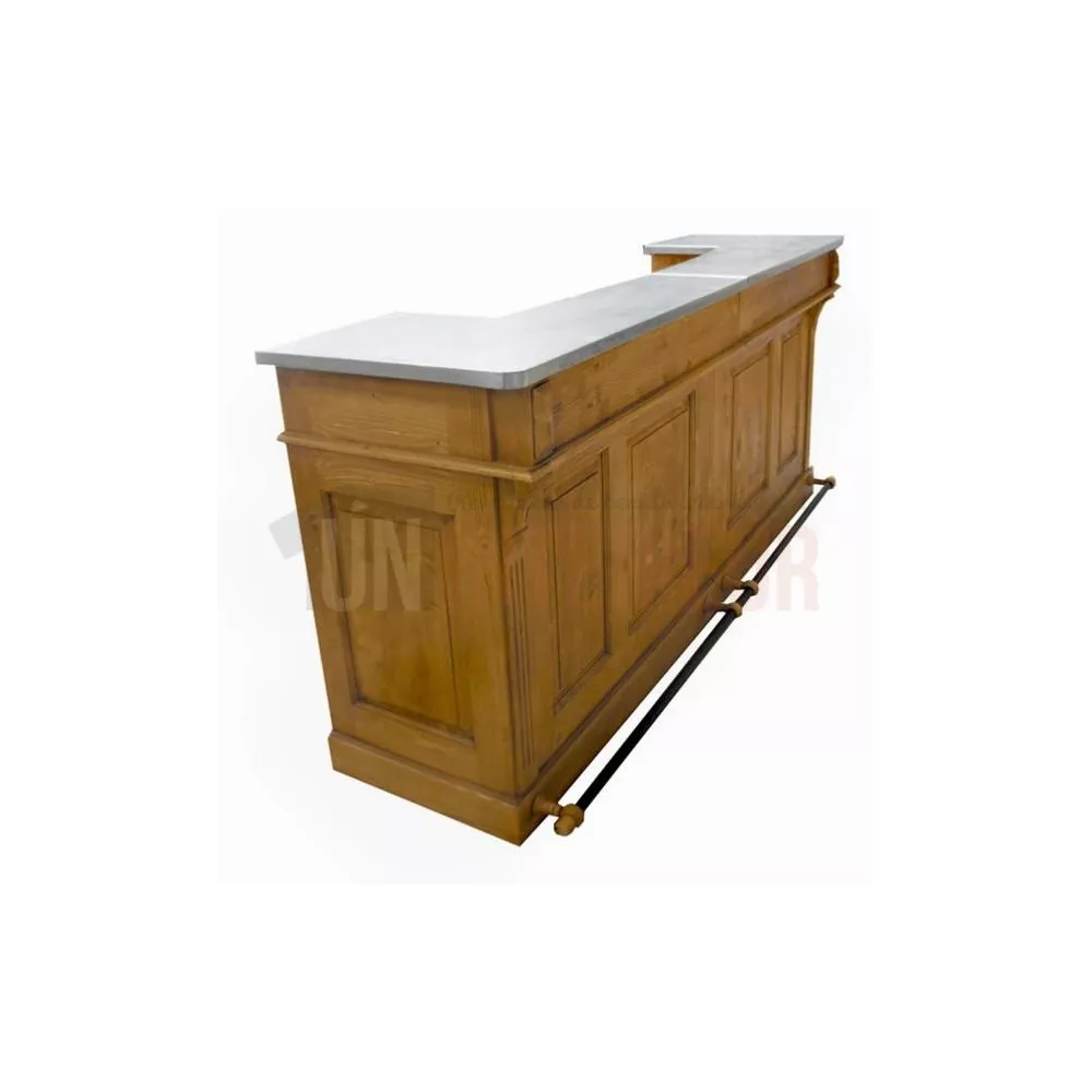 Bar sur-mesure en pin massif 240cm avec repose-pieds