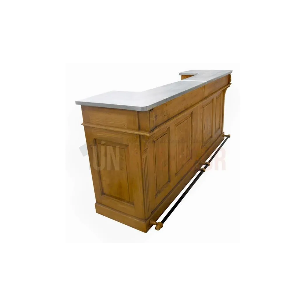 Bar sur-mesure en pin massif 240cm avec repose-pieds