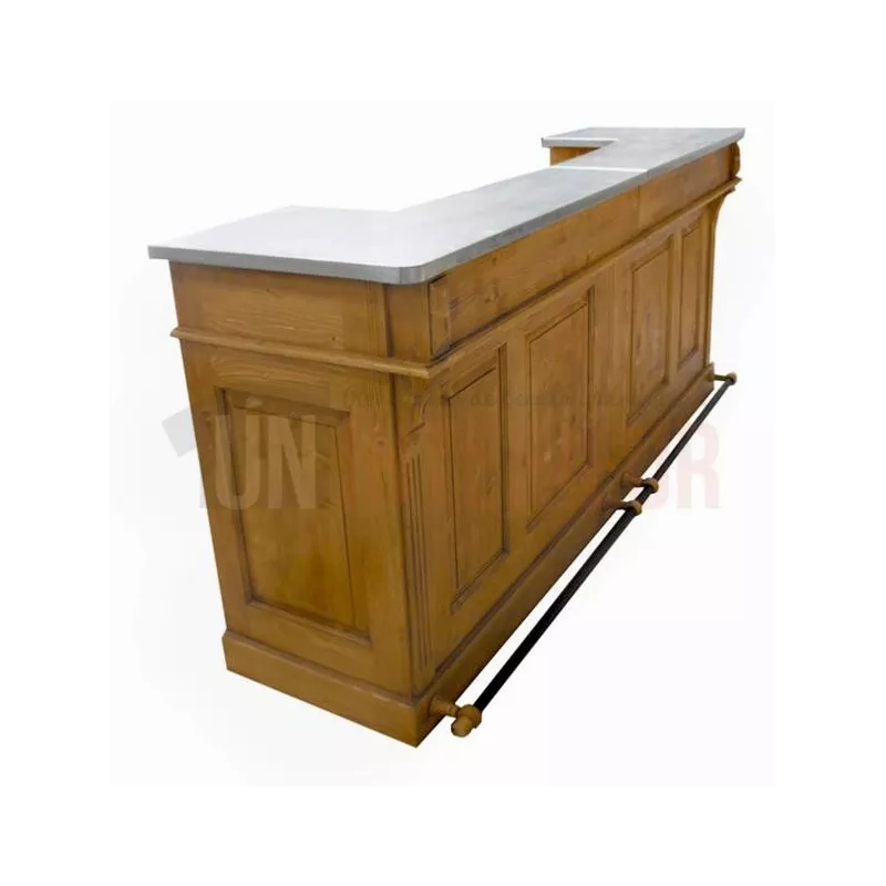 Bar sur-mesure en pin massif 240cm avec repose-pieds