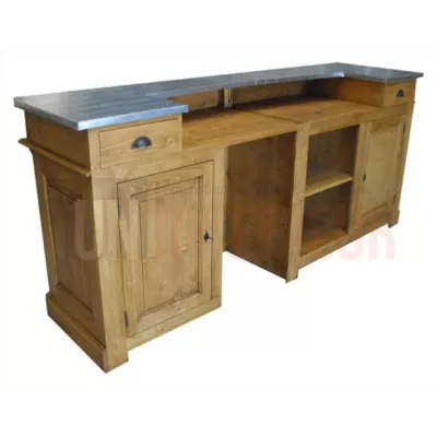 Bar sur-mesure en pin massif 240cm avec repose-pieds