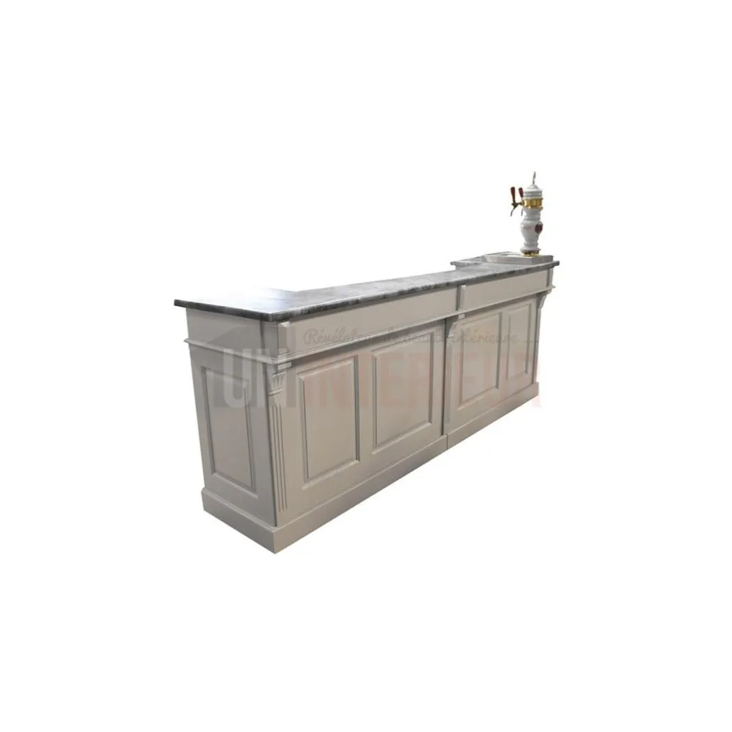 Bar comptoir sur-mesure en pin massif 280cm avec intégrations
