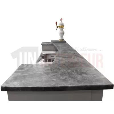 Bar comptoir sur-mesure en pin massif 280cm avec intégrations