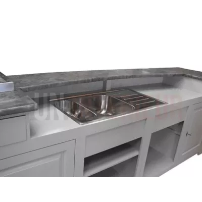 Bar comptoir sur-mesure en pin massif 280cm avec intégrations