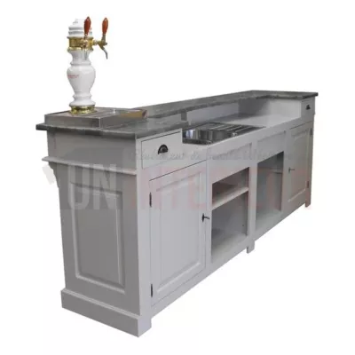 Bar comptoir sur-mesure en pin massif 280cm avec intégrations