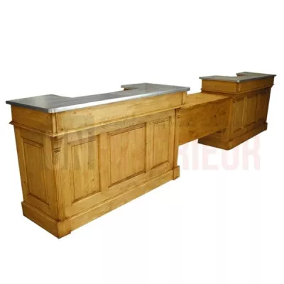 Comptoir d'accueil sur mesure avec bureau en pin massif 500cm